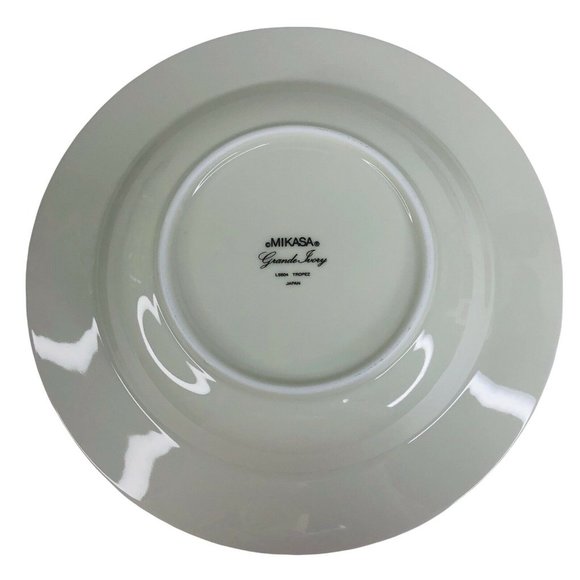 5 Mikasa Grande Ivory Tropez Rim Soup Bowls L5504 Japan 8 1/2” VTG Gray Floral - Picture 3 of 12
